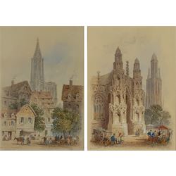 Edwin Thomas Dolby (British 1849-1895): 'Ivreux Normandy' and 'Old Fruit Market Strasburg', pair watercolours signed with initials and titled, one dated 1894, 26cm x 19cm (2)