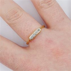 Early 20th century gold four stone old cut diamond ring, stamped 18ct Plat