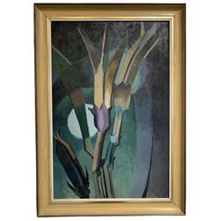 Mabel Annie Spurrier (British fl. 1920-1940): 'Orchid Moon', oil on board signed 75cm x 39cm