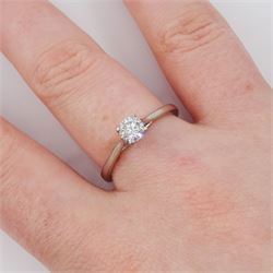 Platinum single stone round brilliant cut Canadian diamond ring, hallmarked, diamond approx 0.40 carat