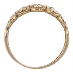 9ct gold five stone emerald ring, hallmarked