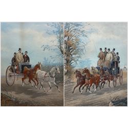 After Henry Thomas Alken (British 1785-1851): 'Tandem' and 'Four in Hand', pair of colour prints 35cm x 30cm (2)