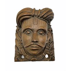 19th/ early 20th century oak Corbel carved as a gentleman's head, H23cm x W20cm