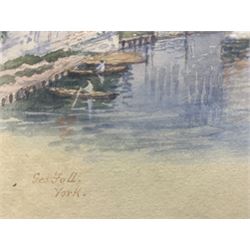 George Fall (British 1845-1925): 'York' View Over River Ouse, watercolour signed and titled 23cm x 30cm