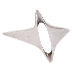 Georg Jensen silver abstract star brooch, No. 339, designed by Henning Koppel, London import mark 1965