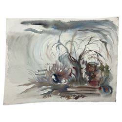 Willy Tirr (German 1915-1991): Abstract Park Landscape, watercolour unsigned 39cm x 51cm (unframed)