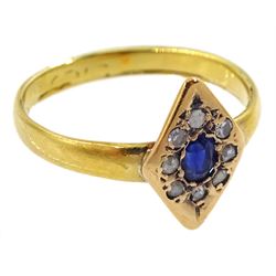 22ct gold ring, with later 18ct gold oval sapphire and diamond head