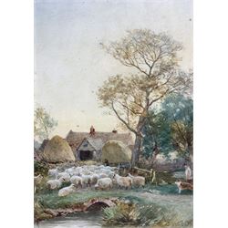 David Bates (British 1840-1921): 'The Farm Near Cheltenham' and 'Brook at Storridge', pair watercolours signed and dated 1909, 35cm x 25cm (2)