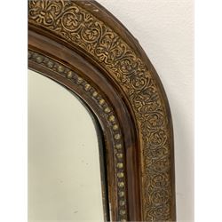 Victorian arch top overmantel mirror, the frame with gilt decoration 99cm x 120cm