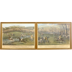After Charles Hunt (British 1803-1877): 'Cheltenham Annual Grand Steeple Chase' - 'Frogmill Brook' and 'Coming In', pair coloured aquatints pub. I.W. Laird, London 1841, 46cm x 62cm (2)