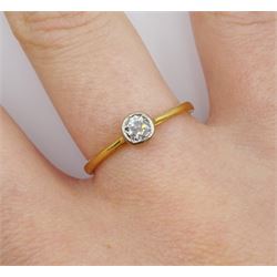 Early-mid 20th century gold bezel set single stone old cut diamond ring, stamped 18ct, diamond approx 0.20 carat