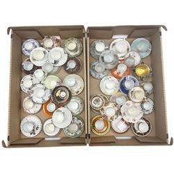 Miniature Royal Doulton Spring cup & saucer together with a collection of porcelain coffee/ tea cups and saucers including and others Wetley China, Aynsley, Spode, Grafton China, crested ware etc in two boxes