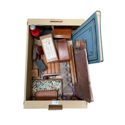 Collectables to include pipes, desk blotter, ashtray, various boxes etc in one box