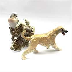 Beswick group of two turtle doves No. 1022 withdrawn 1970 and a Royal Doulton Afghan hound 