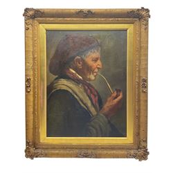 Italian School (19th century): Portrait of a Man Smoking a Pipe, oil on canvas laid onto board unsigned 60cm x 45cm