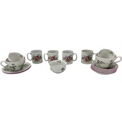 Spode Marlborough Sprays dinner and tea service comprising  eight dinner plates, eight side plates, eight dessert bowls, vegetable dish and cover, cups and saucers, tea pot, serving dish etc (49)