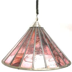 Mid 20th century Scandinavian leaded glass light fitting, D58cm 