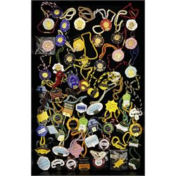 Collection of 1970s, 80s & 90s enamel members' racecourse badges, including thirty-seven for Wetherby and twenty for Doncaster (57)