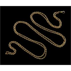 Early 20th century 9ct gold guard/muff chain, stamped