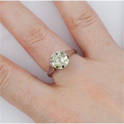 White gold single stone old cut diamond ring, diamond approx 2.35 carat