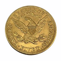 United States of America 1900 gold five dollars coin