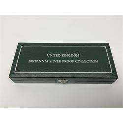 The Royal Mint United Kingdom 1998 silver proof Britannia four coin set, cased with certificate