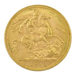Queen Victoria 1888 gold full sovereign coin