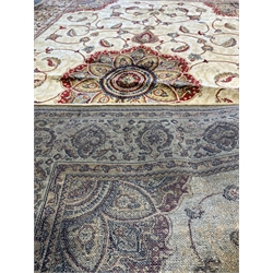 Kashmir full pile rug with bespoke floral medallion on gold field, encircled by interlaced foliate 170 x 120 