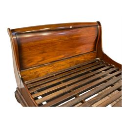 Barker & Stonehouse - Grosvenor mahogany Super King sleigh bed, scrolled head and footboard raised on bracket feet
