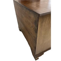 19th century mahogany chest, the rectangular top and moulded edge over two short and three long mahogany lined graduated drawers, raised on ogee supports 