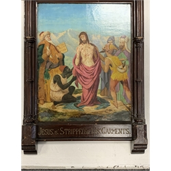 E.T. Bingley - A series of fourteen Victorian oils on canvas 'The Stations of the Cross' signed and dated 1874, in annotated carved pine frames, the canvases marked ' Prepared by Charles Roberson, London' each 55cm x 43cm, 99cm x 56cm overall