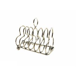 Late Victorian silver six division toast rack with loop handle and ball feet London 1897 Maker Frederick Augustus Burridge 5oz