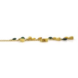 18ct gold tourmaline and citrine pendant necklace and a pair of matching 18ct gold stud earrings, hallmarked