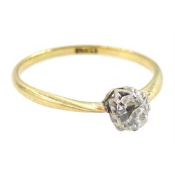 Gold single stone old cut diamond ring, stamped 18ct, diamond approx 0.35 carat 