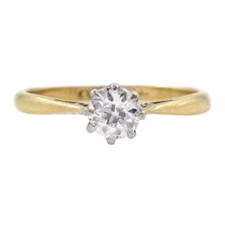 Early 20th century 18ct gold single stone old cut diamond ring, stamped 18ct Plat, diamond approx 0.30 carat