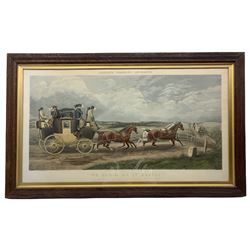 C R Stock (British 19th century) after T Walsh (British 19th century): 'Three Minutes to Spare' and 'We Shall do it Easily' - Dodson's Coaching Incidents, pair aquatints with hand-colouring pub. 1881, 44cm x 79cm (2)