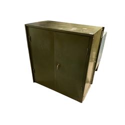 Early 20th century industrial green painted steel cabinet