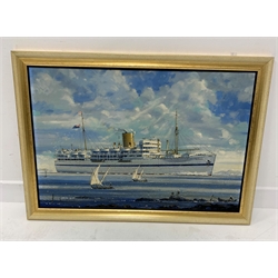 John S Smith (British 1921-2010)  oil on board of HMT Dunera, 50cm x 74cm
ARR may apply to this lot