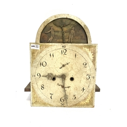  19th century 30 hour longcase clock dial and automaton movement, the arched dial depicting Adam and Eve, W31cm  
