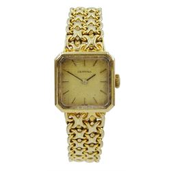 Certina 9ct gold ladies manual wind bracelet wristwatch, London import marks 1978