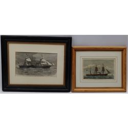 After Edwin Weedon (British 1819-1873): 'The New Cunard Steam-ship Scotia', engraving, together with five further engravings and a print of The Shambles, max 18cm x 30cm (7)