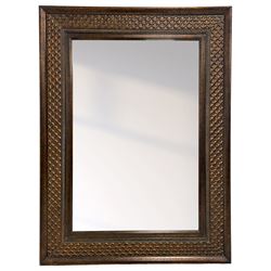 Rectangular wall mirror, the moulded frame enclosing bevelled plate