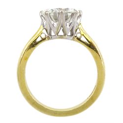 18ct gold single stone round brilliant cut diamond ring, London 2003, diamond approx 2.25 carat