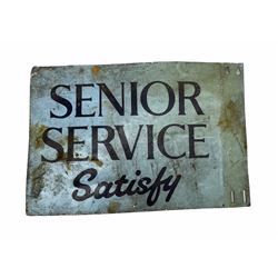 Senior Service Satisfy' painted tin advertising sign, L46cm x H30.5cm 