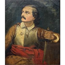 Continental School (19th century): Half Length Portrait of a Spanish Conquistador, oil on canvas unsigned 34cm x 29cm
