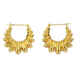 Pair of 9ct gold hoop earrings, hallmarked
