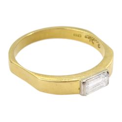 Boodles 18ct gold single stone emerald cut diamond ring, London 1984, diamond 0.54 carat