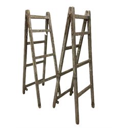 Pair of vintage step ladders H163cm