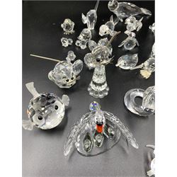 Large collection of Swarovski crystal animal models to include an Elephant, Mice, Eagle, Swans etc, mostly boxed