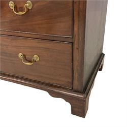 George III mahogany chest, rectangular top with moulded edge, fitted with two short over three long cock-beaded drawers, lower moulded edge over bracket feet